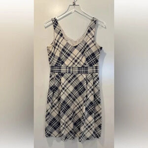 L.L. Bean Navy and Cream Plaid Dress